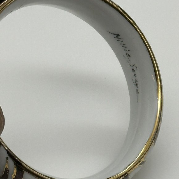 Vintage Millie Savage Porcelain CLOISONNÉ Enameled Bangle Bracelet 7.5" Rare - Picture 4 of 5